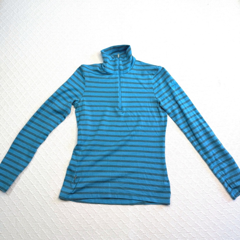 FLAWED: Icebreaker Bodyfit 260 Merino Wool Half Zip Base Layer Blue Grey Small